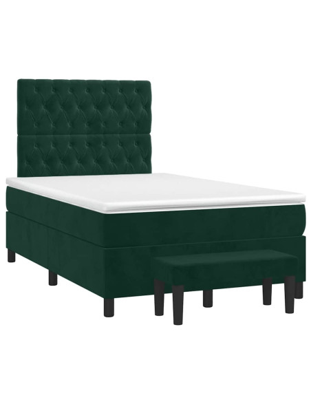 Giroletto a Molle con Materasso Verde Scuro 120x190 cm Velluto