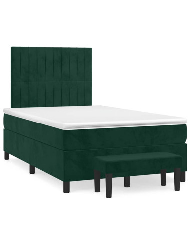 Giroletto a Molle con Materasso Verde Scuro 120x200 cm Velluto