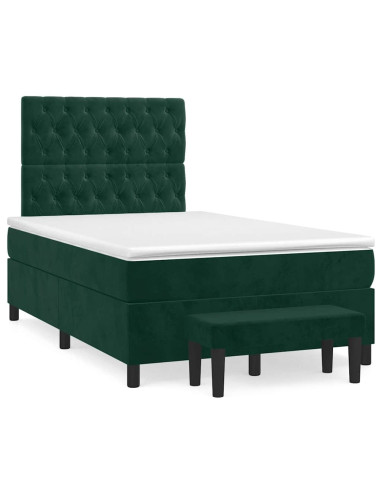 Giroletto a Molle con Materasso Verde Scuro 120x200 cm Velluto