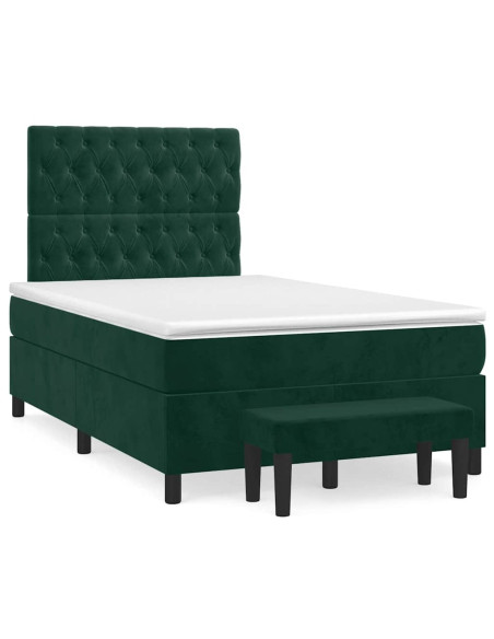 Giroletto a Molle con Materasso Verde Scuro 120x200 cm Velluto