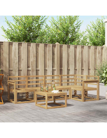Set di divani da esterno 6 pcs Bianco Legno di Acacia Massello