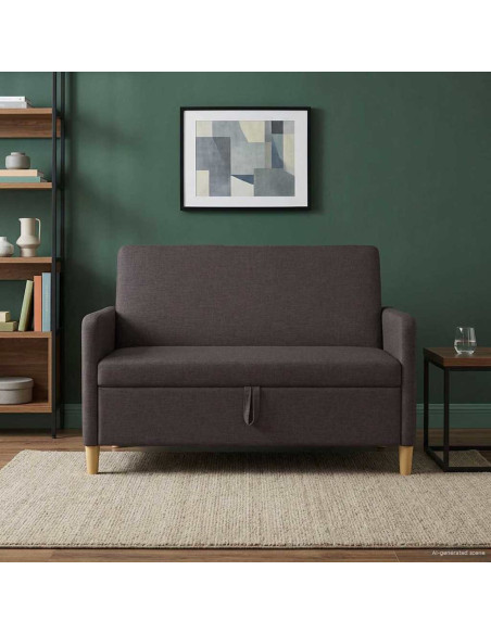 Divano con Storage Marrone Scuro 122 x 78 x 87 cm Poliestere
