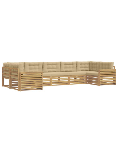 Set di divani da esterno 7 pcs Bianco e Beige