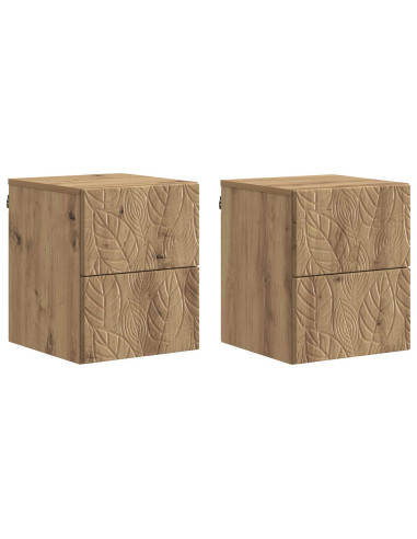 Mobiletto da notte a muro 2 pcs Rovere Artigianale