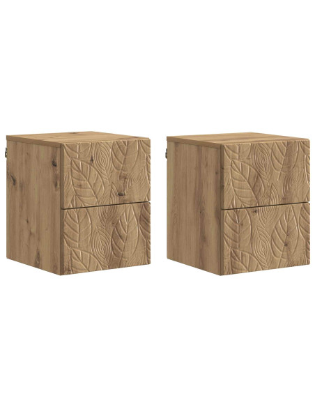 Mobiletto da notte a muro 2 pcs Rovere Artigianale
