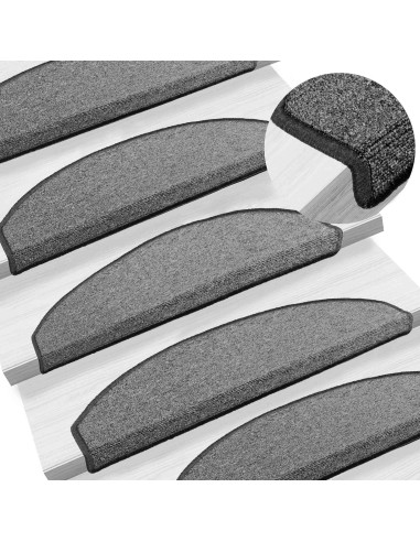 Tappetini per scale autoadesivi 15 pcs Grigio Scuro