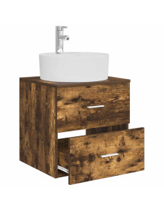 Mobile Lavabo da Parete Rovere Fumo 49,5 x 44,5 x 65 cm 2