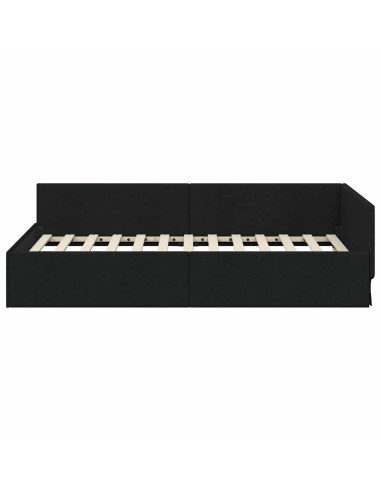 Cornice del letto ad angolo Nero 90 cm x 190 cm Tessuto