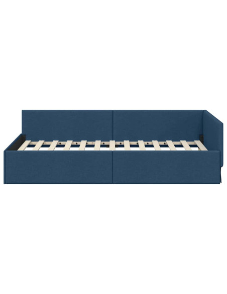 Cornice del letto ad angolo Blu 90 cm x 190 cm Tessuto
