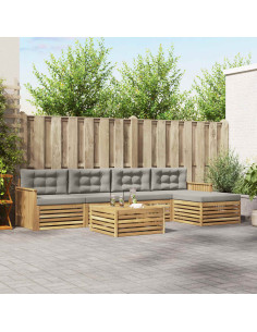 Set di divani da esterno 6 pcs Bianco e Grigio Chiaro