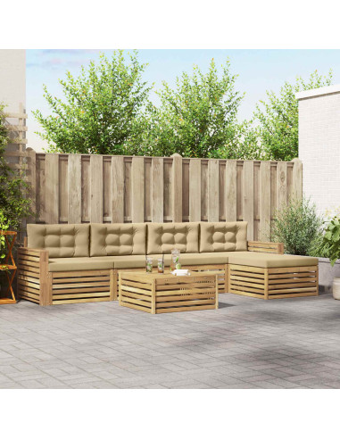 Set di divani da esterno 6 pcs Bianco e Beige 79 x 79 x 37 cm