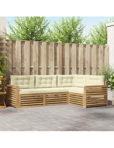 Set di divani da esterno 4 pcs Bianco e Crema