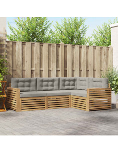 Set di divani da esterno 4 pcs Bianco e Grigio Chiaro