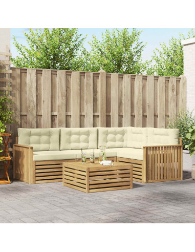 Set di divani da esterno 5 pcs Bianco e Crema 79 x 79 x 37 cm