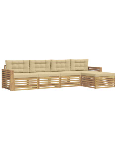 Set di divani da esterno 5 pcs Bianco e Beige 2