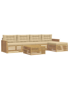 Set di divani da esterno 6 pcs Bianco e Beige 79 x 79 x 37 cm 2