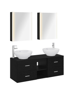 Set di mobili per il bagno 5 pcs Rovere Nero