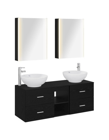 Set di mobili per il bagno 5 pcs Rovere Nero