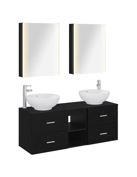 Set di mobili per il bagno 5 pcs Rovere Nero