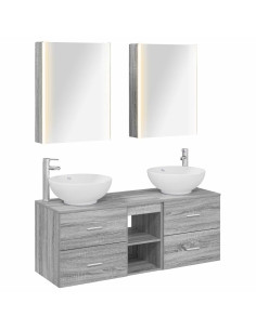 Set di mobili per il bagno 5 pcs Sonoma grigio
