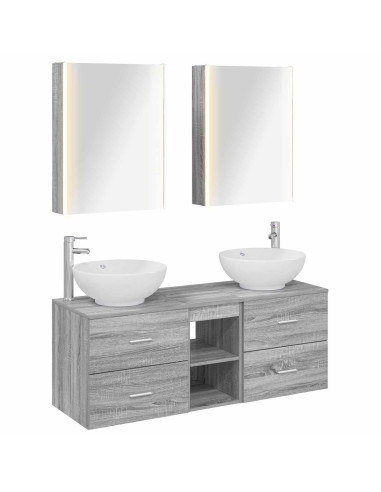 Set di mobili per il bagno 5 pcs Sonoma grigio