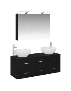 Set di mobili per il bagno 4 pcs Rovere Nero