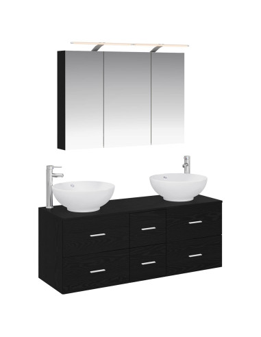 Set di mobili per il bagno 4 pcs Rovere Nero