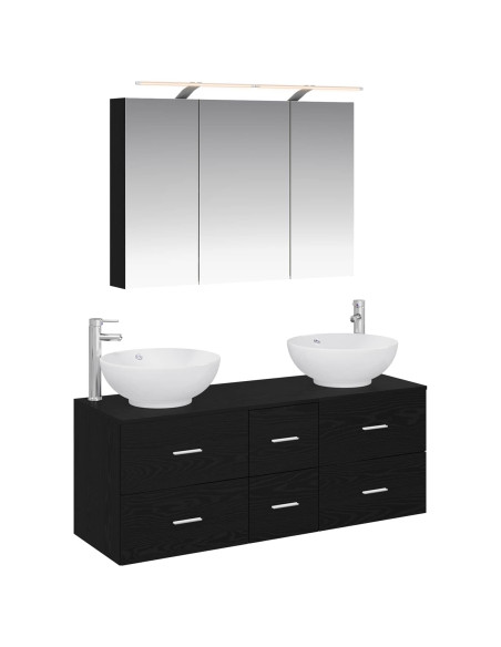 Set di mobili per il bagno 4 pcs Rovere Nero