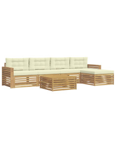 Set di divani da esterno 6 pcs Bianco e Crema 79 x 79 x 37 cm 2