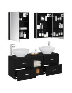 Set di mobili per il bagno 5 pcs Rovere Nero 2
