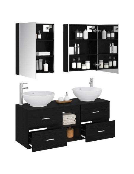 Set di mobili per il bagno 5 pcs Rovere Nero
