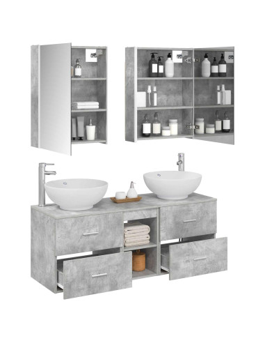 Set di mobili per il bagno 5 pcs Grigio Cemento