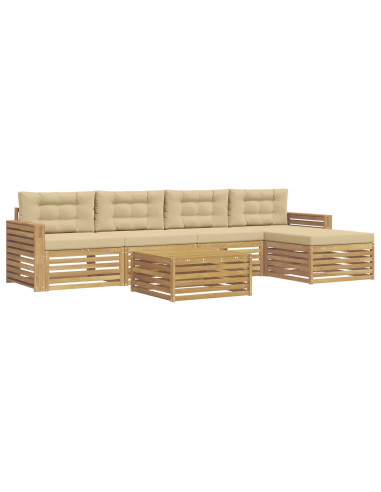 Set di divani da esterno 6 pcs Bianco e Beige 79 x 79 x 37 cm