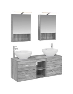 Set di mobili per il bagno 5 pcs Sonoma grigio