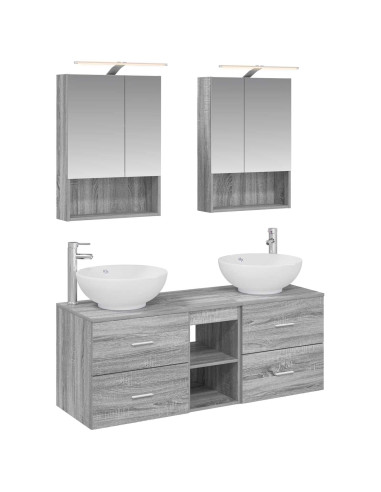 Set di mobili per il bagno 5 pcs Sonoma grigio