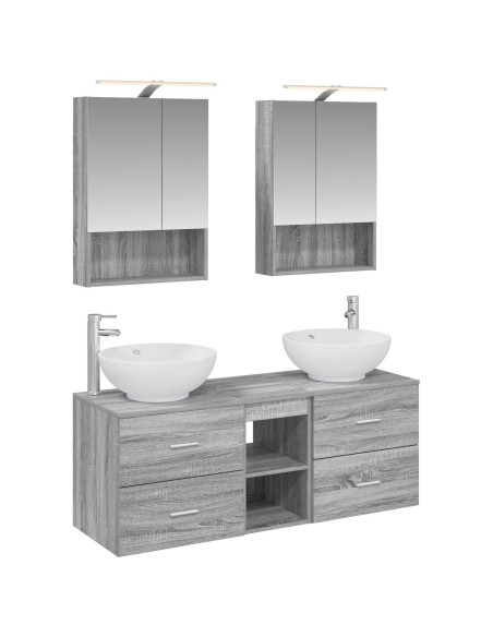 Set di mobili per il bagno 5 pcs Sonoma grigio