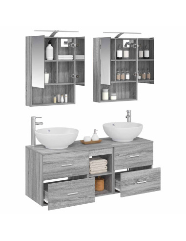 Set di mobili per il bagno 5 pcs Sonoma grigio