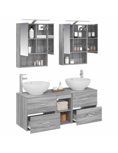 Set di mobili per il bagno 5 pcs Sonoma grigio