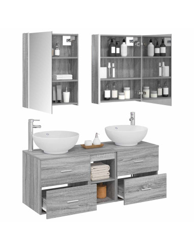 Set di mobili per il bagno 5 pcs Sonoma grigio