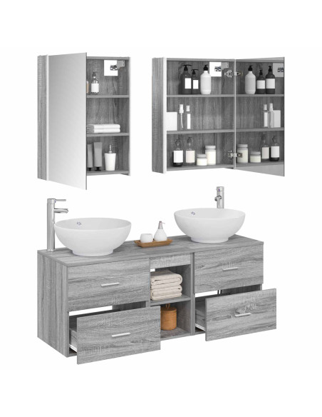 Set di mobili per il bagno 5 pcs Sonoma grigio