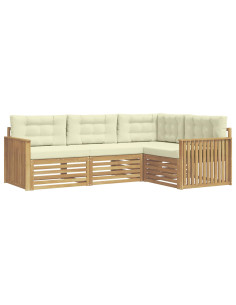 Set di divani da esterno 4 pcs Bianco e Crema 2