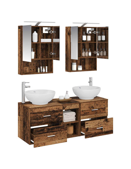 Set di mobili per il bagno 5 pcs Legno antico