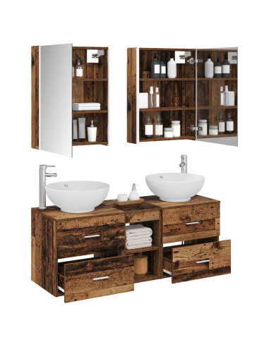Set di mobili per il bagno 5 pcs Legno antico