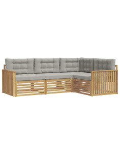 Set di divani da esterno 4 pcs Bianco e Grigio Chiaro 2