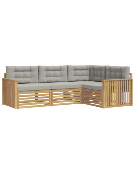 Set di divani da esterno 4 pcs Bianco e Grigio Chiaro