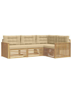 Set di divani da esterno 4 pcs Bianco e Beige 2