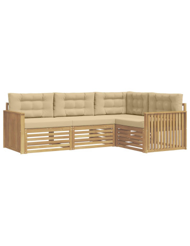 Set di divani da esterno 4 pcs Bianco e Beige