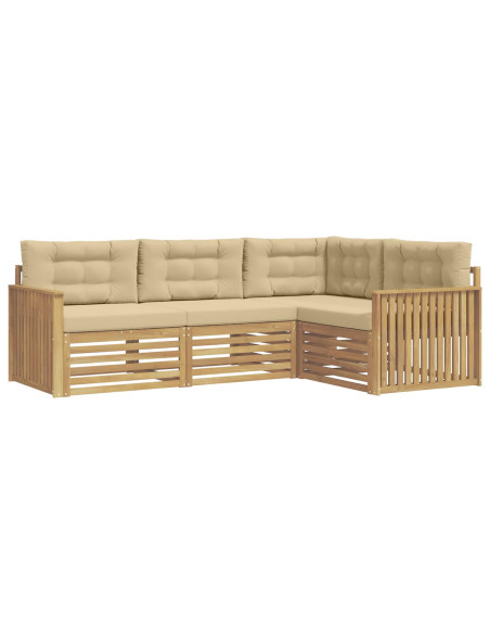 Set di divani da esterno 4 pcs Bianco e Beige
