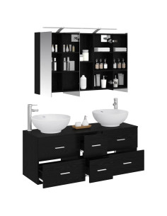 Set di mobili per il bagno 4 pcs Rovere Nero 2