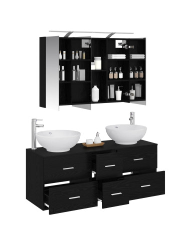 Set di mobili per il bagno 4 pcs Rovere Nero